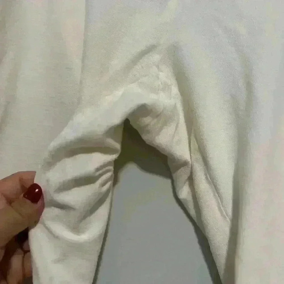 Eileen Fisher Womens Pull On White Pants Size M Elastic Waist FLAWED - Picture 6 of 6